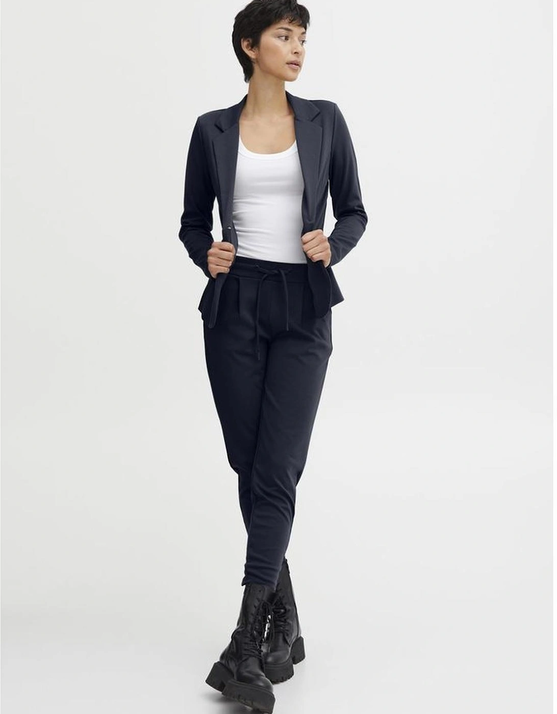 Cigarette Pants with Viscose and Elastane Blend Women - Blue Jeans