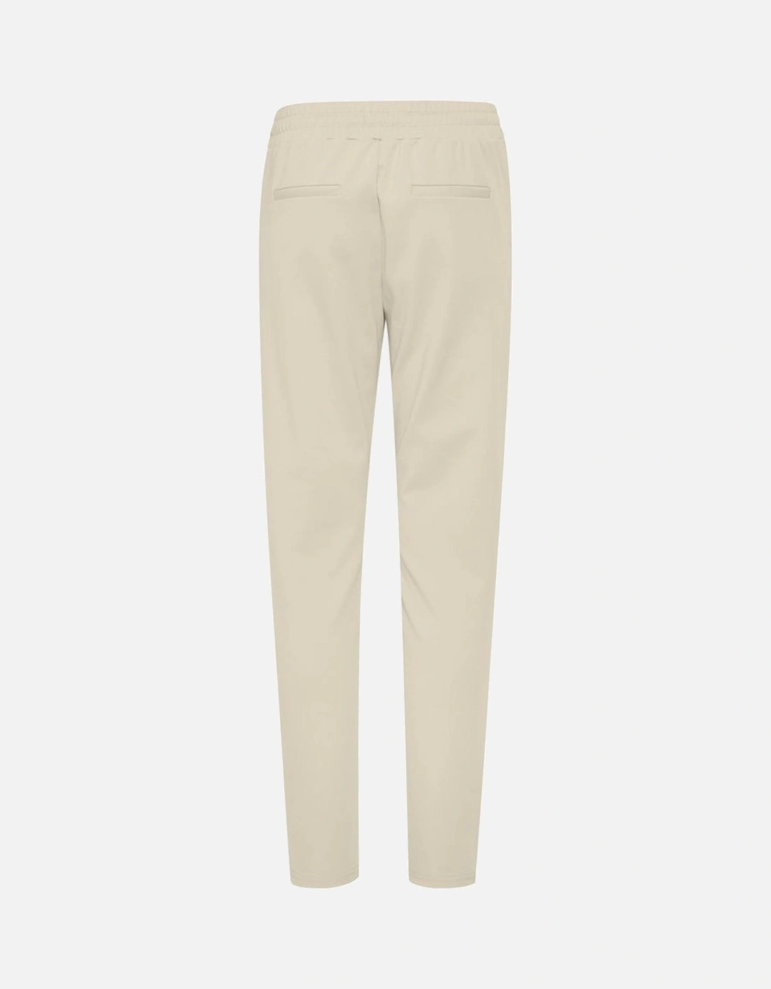 Womens Cigarette Pants with Stretch Fabric - Beige Jeans