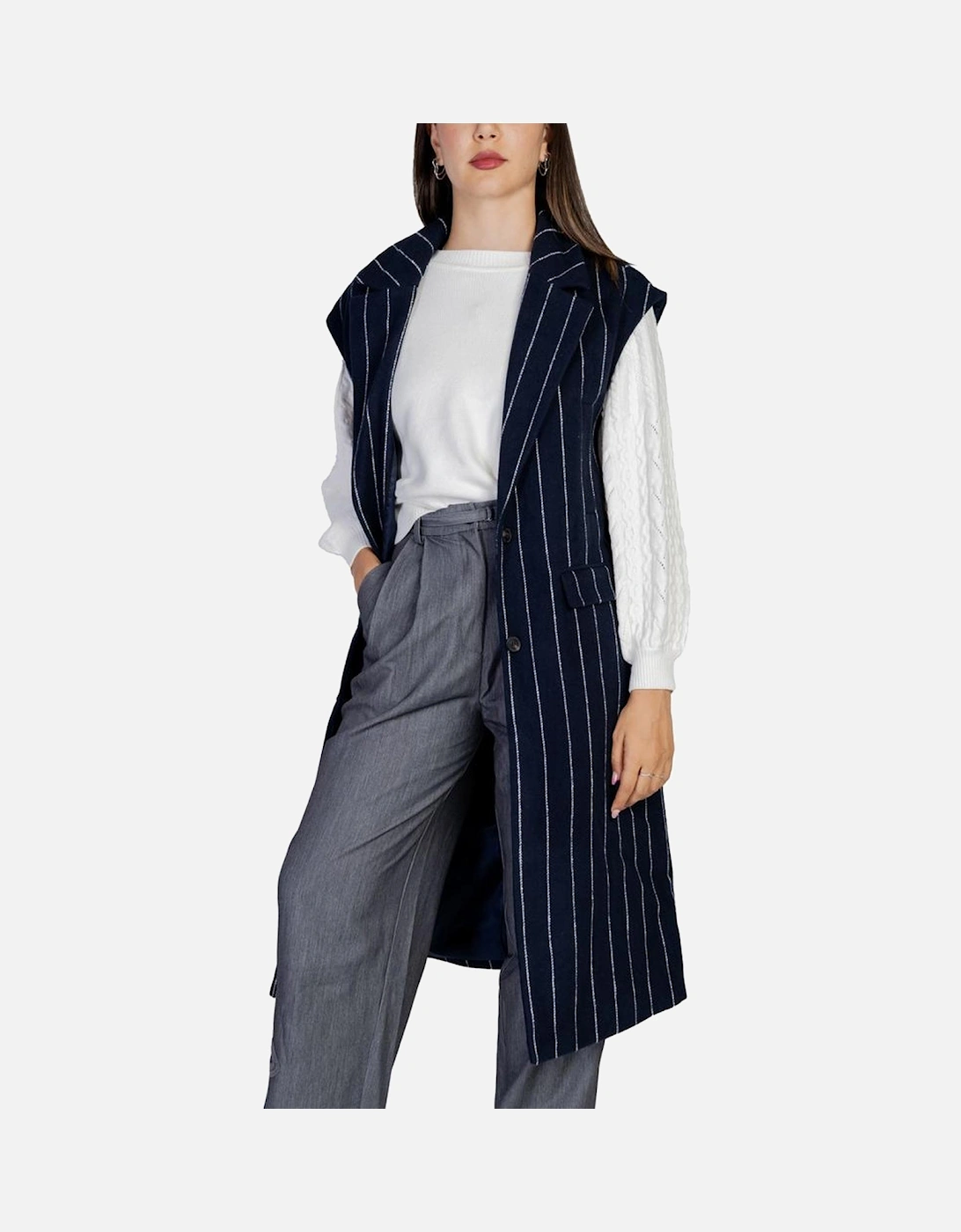 Tweed Blend Double-Breasted Coat Women - Blue Jackets