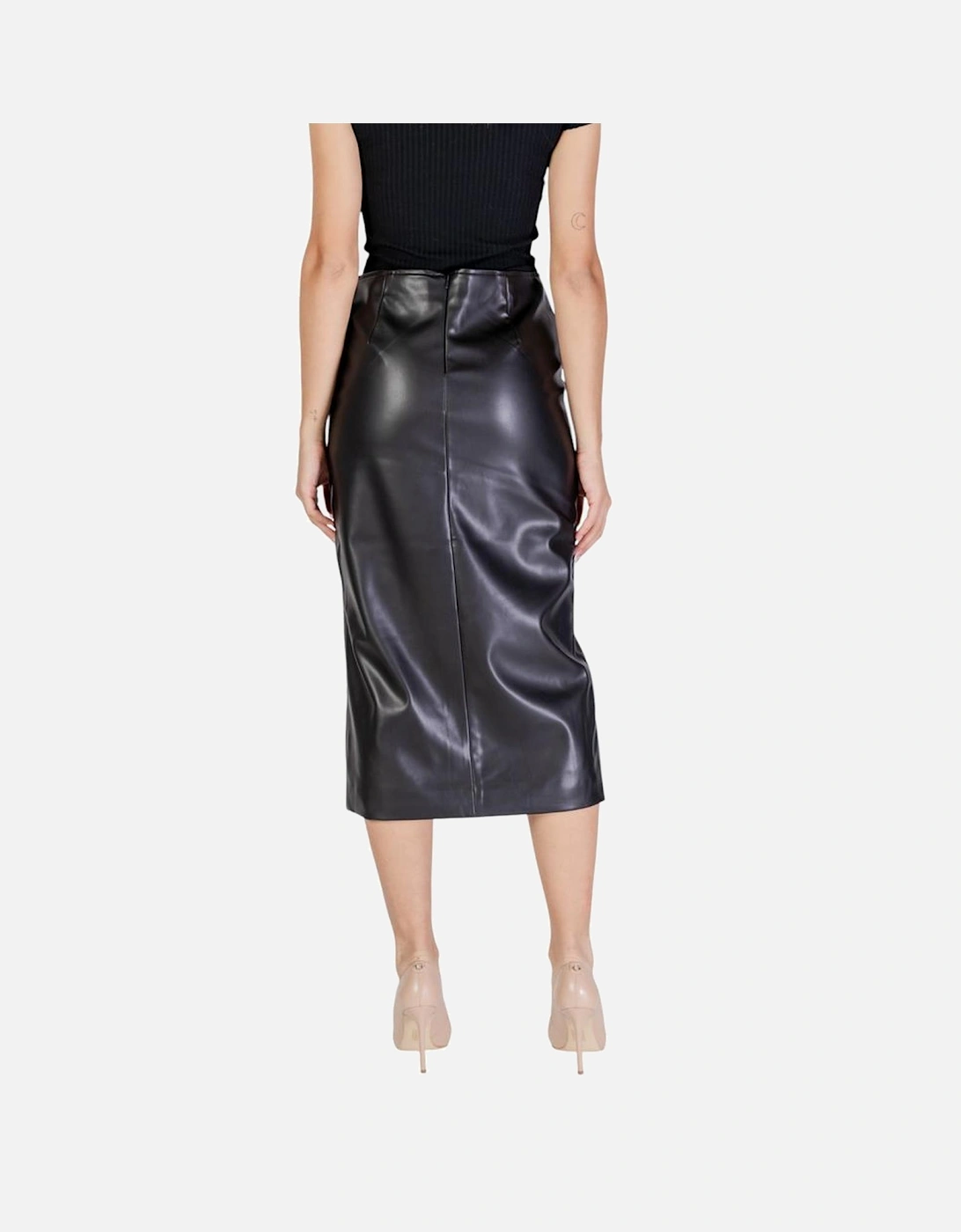 Pleated Midi Skirt with Belt Women - Black