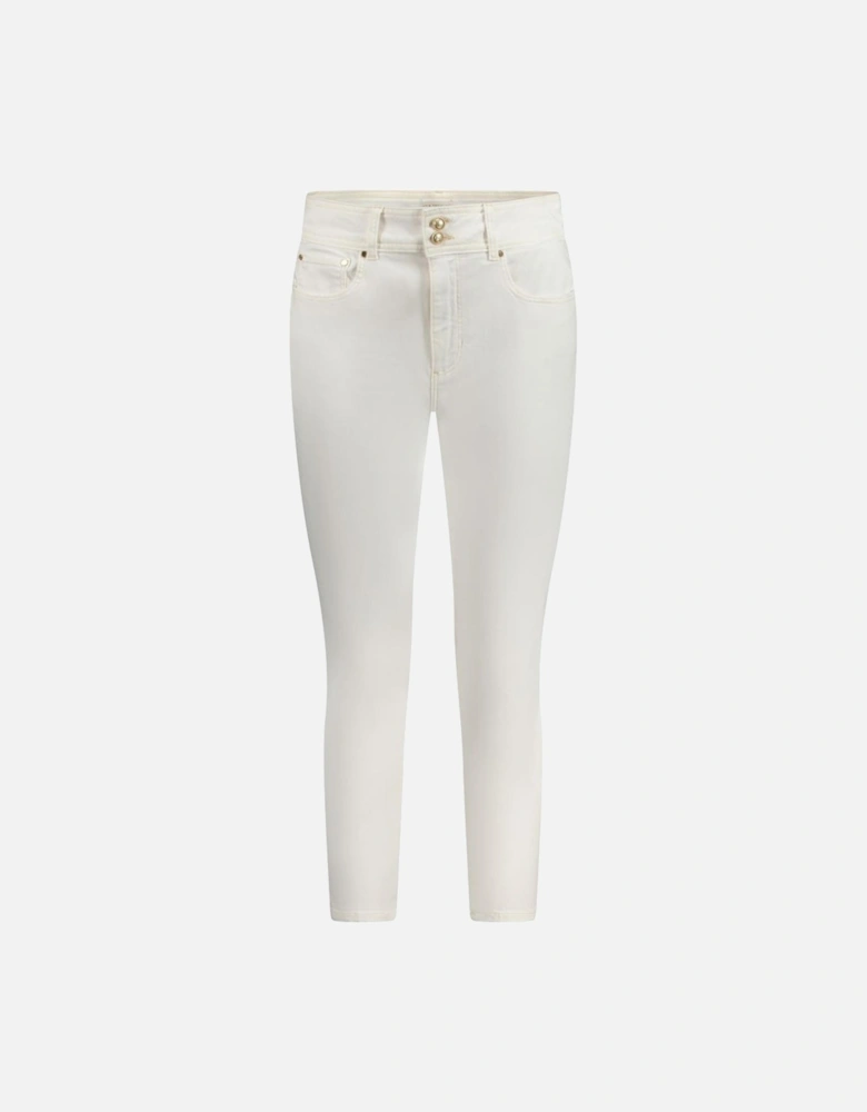 Leather High-Top Sneakers with Zipper Detailing Women - White Jeans