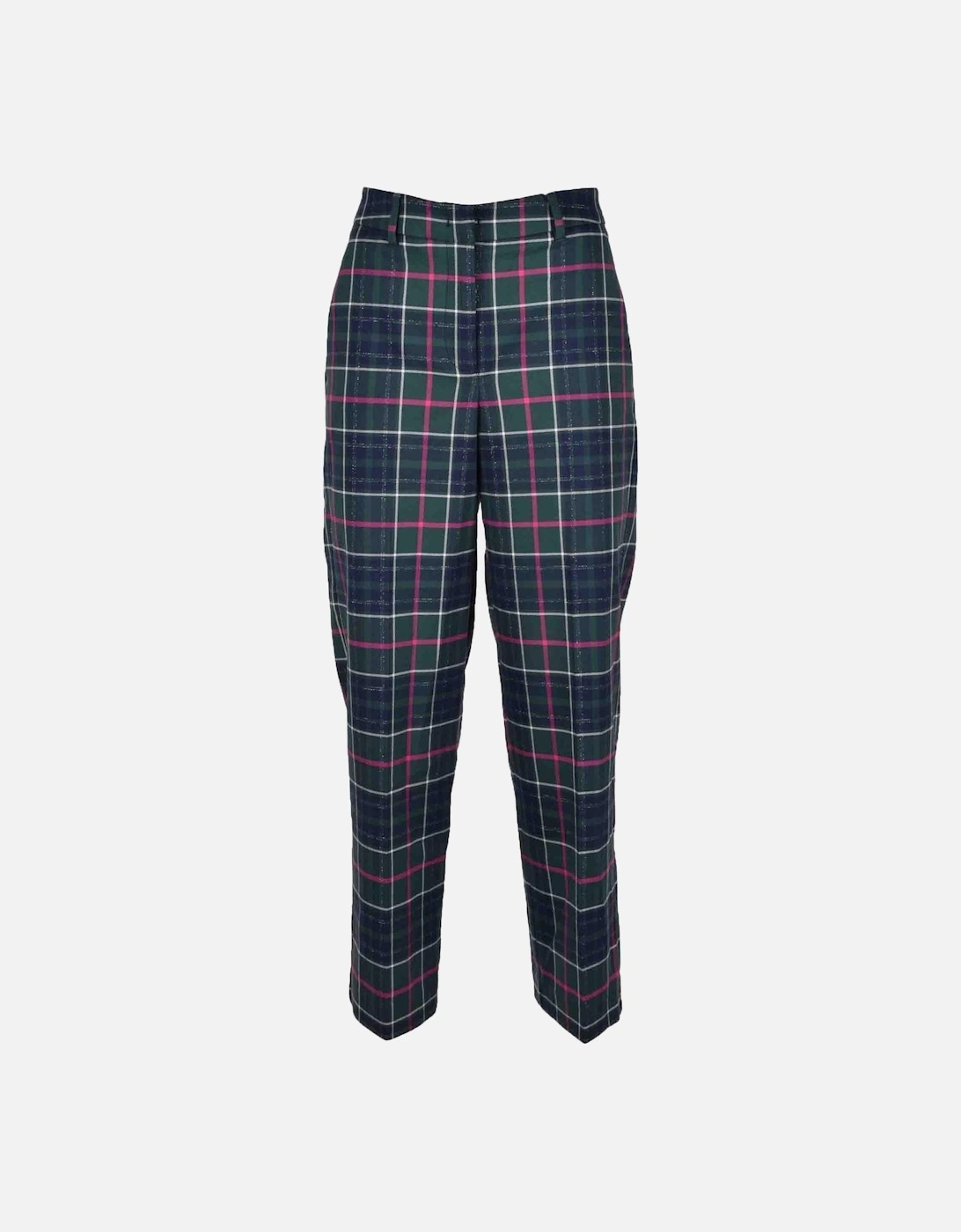 Checked Pattern Zip and Button Trousers Women - Blue, 3 of 2