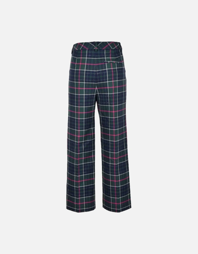 Checked Pattern Zip and Button Trousers Women - Blue