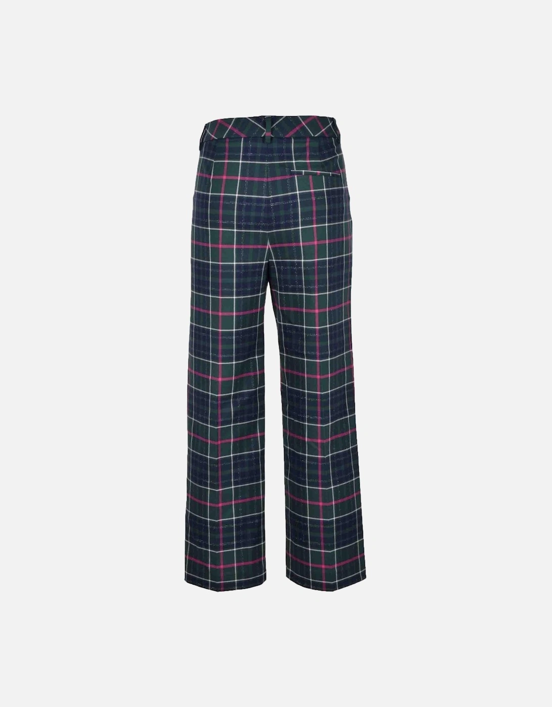 Checked Pattern Zip and Button Trousers Women - Blue
