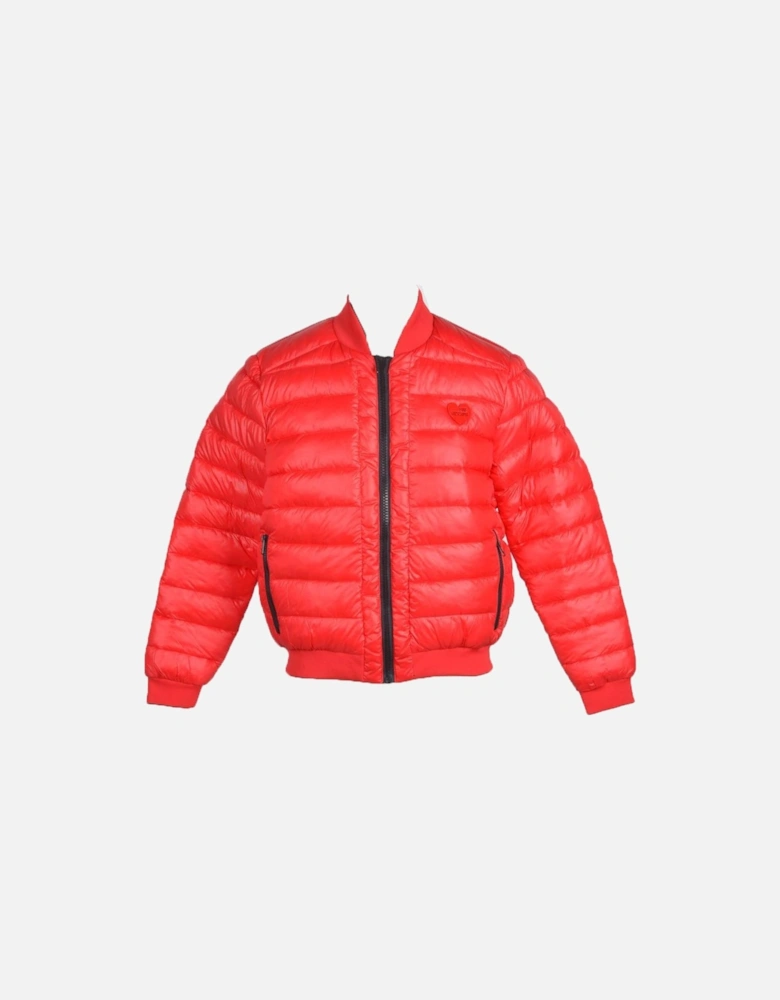 Zip-Up Plain Jacket with Side Pockets Women - Red Jackets