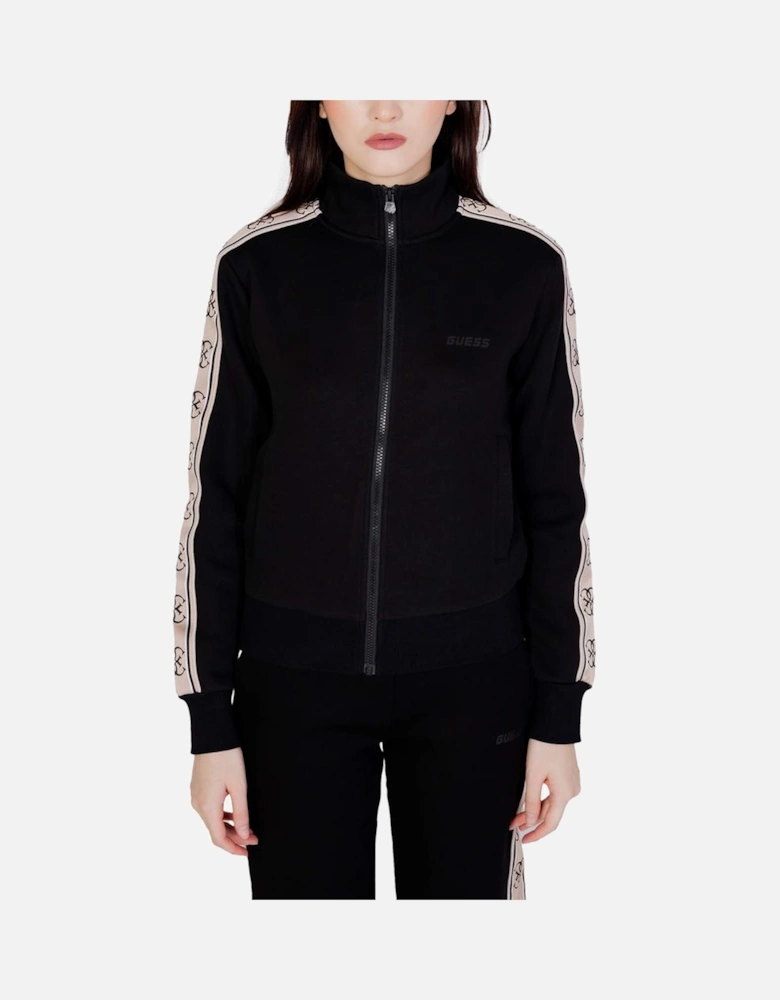 Womens Hoodless Cotton Sweatshirt - Black Sweaters