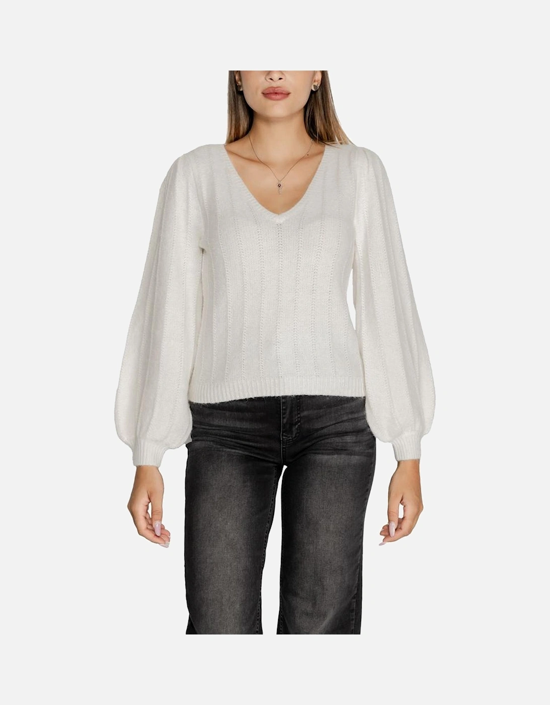 Knitwear Blend Sweater with Alpaca Women - White, 6 of 5