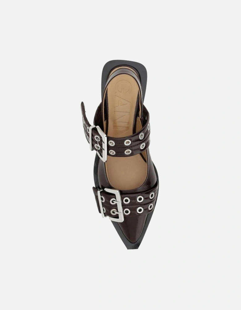 Buckle Slingback Patent Leather Ballerinas Women - Brown Flat Shoes