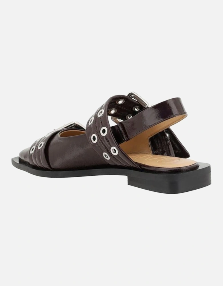 Buckle Slingback Patent Leather Ballerinas Women - Brown Flat Shoes