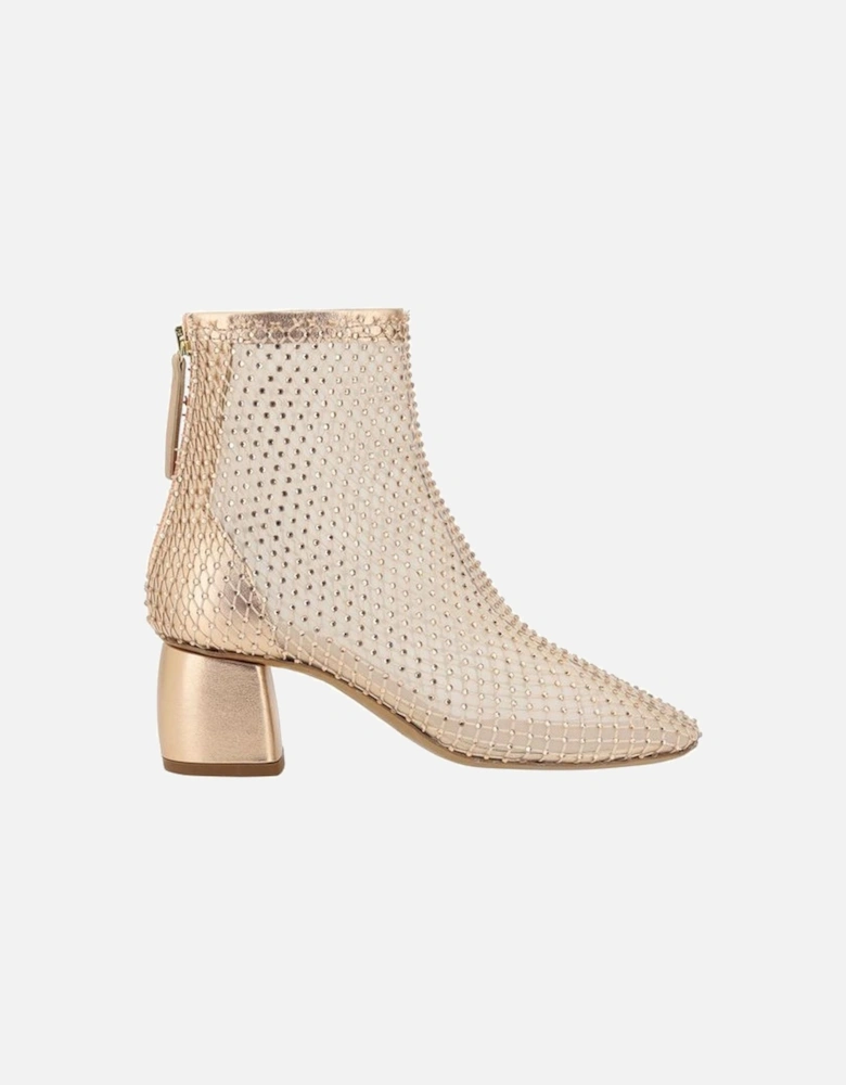 Strass Mesh Ankle Boots Women - Gold