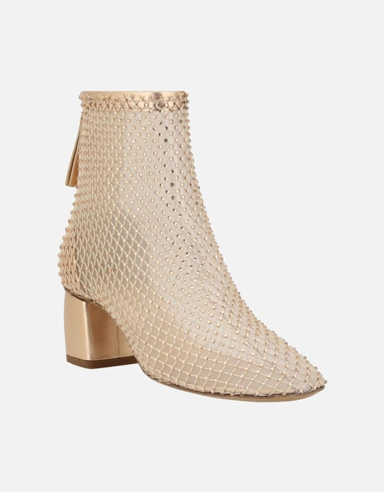 Strass Mesh Ankle Boots Women - Gold