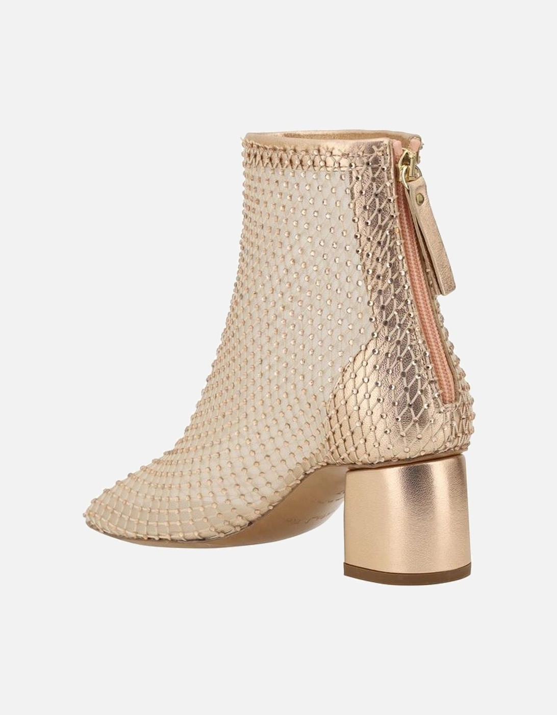 Strass Mesh Ankle Boots Women - Gold