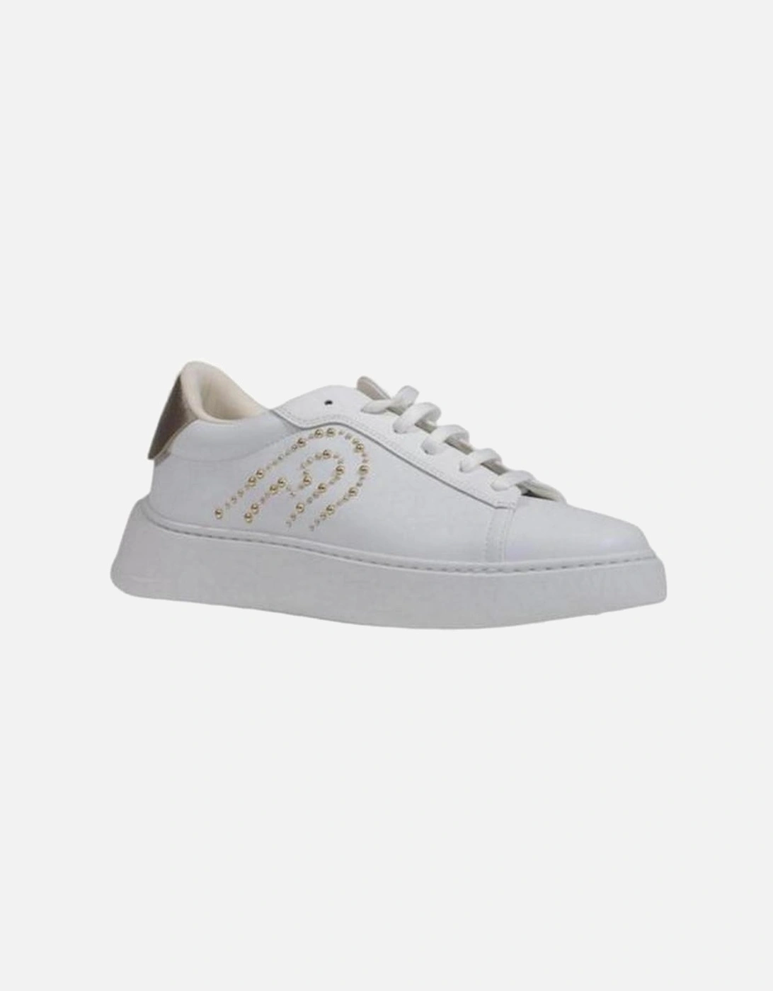 Polyurethane and Leather Womens Shoes - White Sneakers