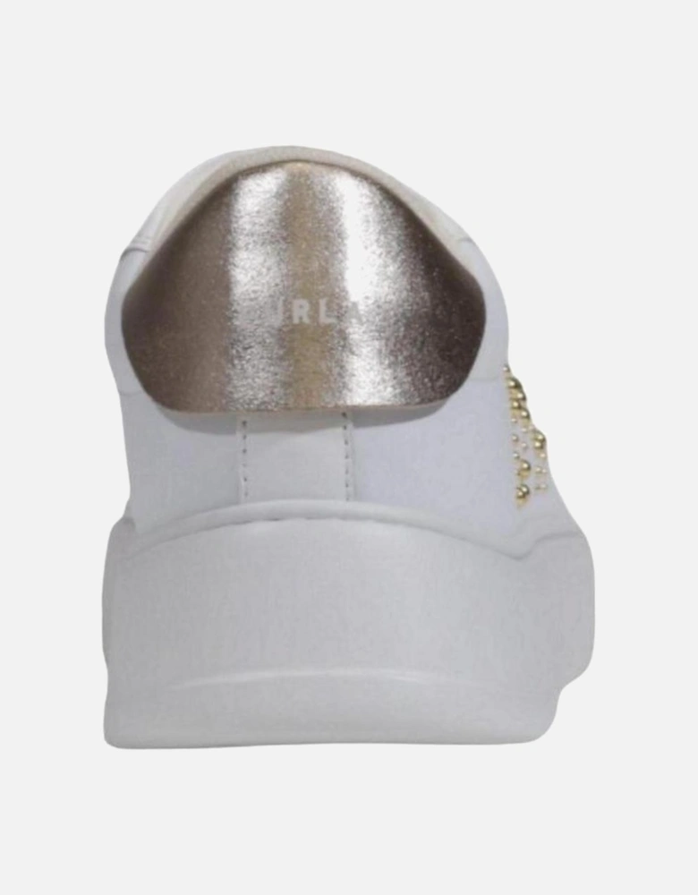 Polyurethane and Leather Womens Shoes - White Sneakers