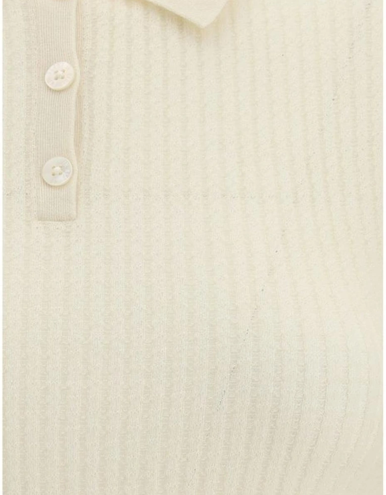 Cashmere Polo Sweater with Ribbed Design Women - Black