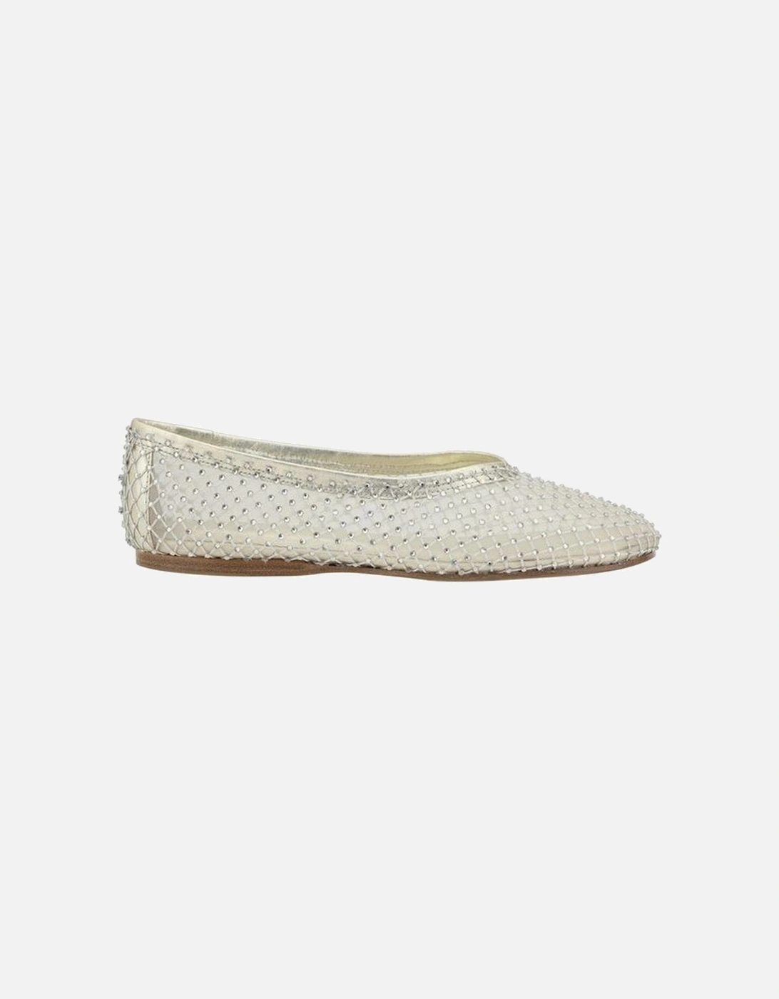 Mesh Rhinestone Detail Ballerinas Women - White Flats, 5 of 4