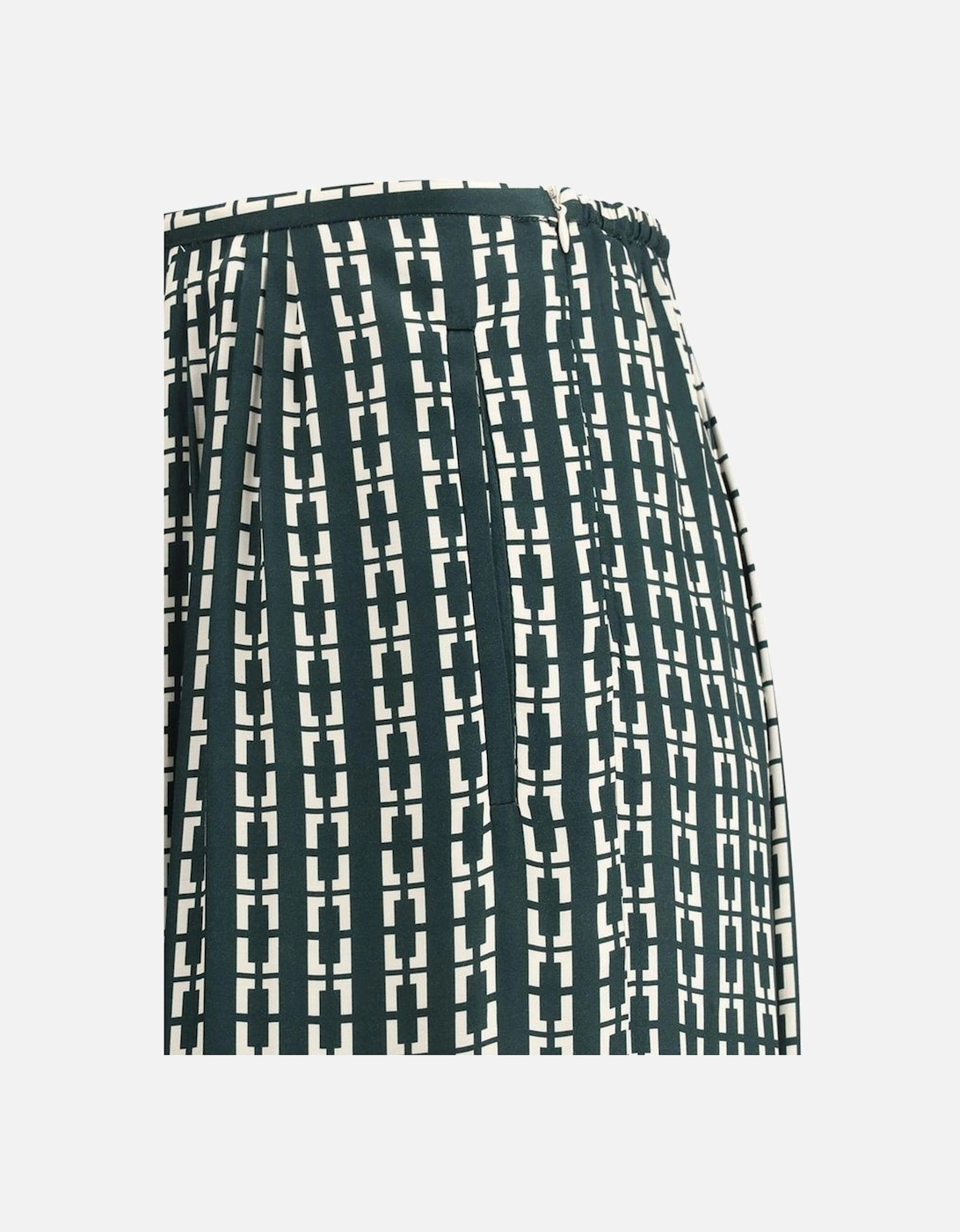 Geometric Print Wide-Leg Pants with Elastic Waistband Women - Green