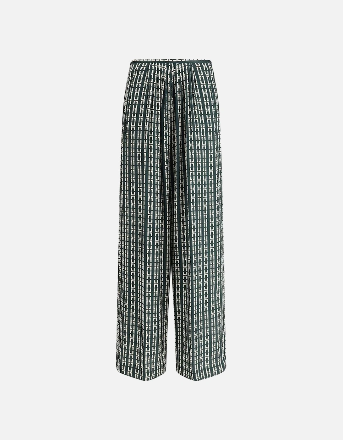 Geometric Print Wide-Leg Pants with Elastic Waistband Women - Green, 4 of 3