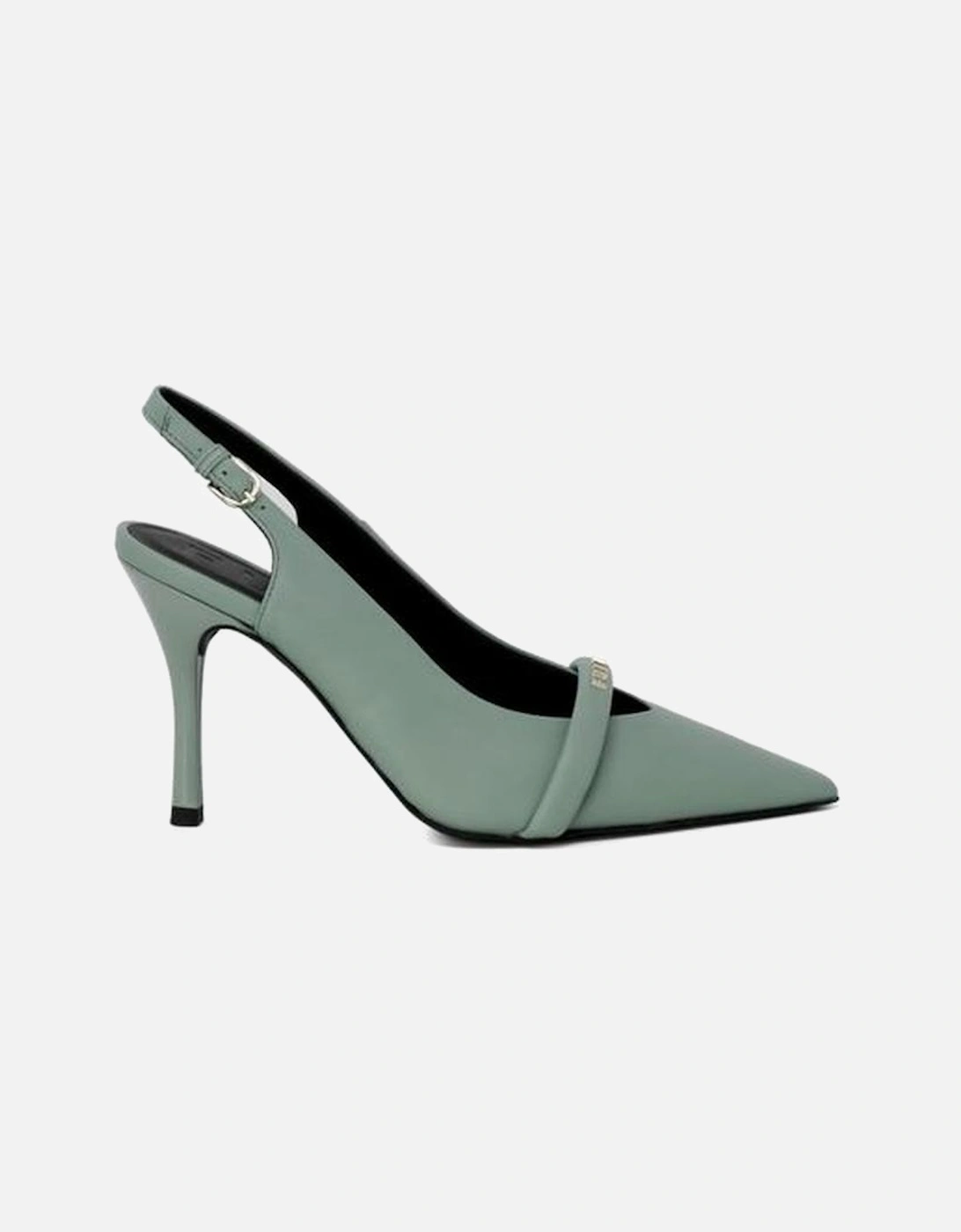 Womens Leather Heeled Shoes 9.94cm Heel - Green Sandals, 5 of 4