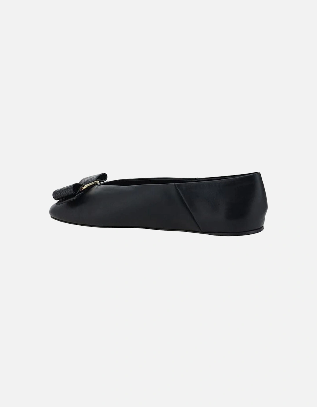 Calfskin Vara Ballerinas with Bow and Metal Plaque Women - Black Flats