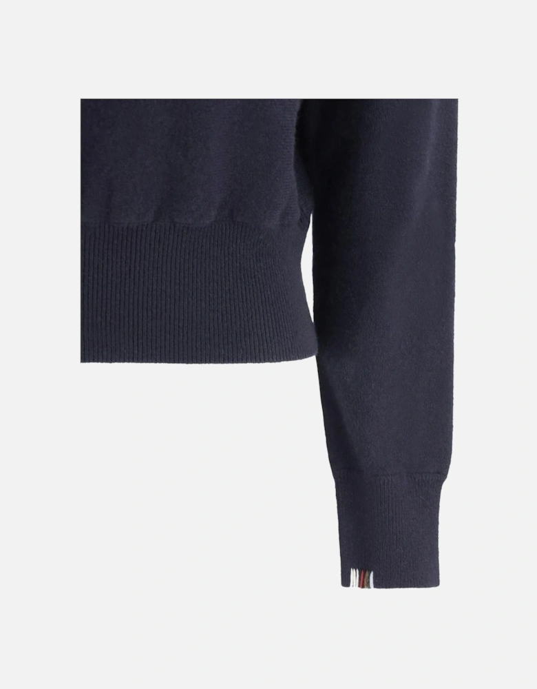 Belle Cashmere Sweater with Ribbed Crew Neck Women - Blue
