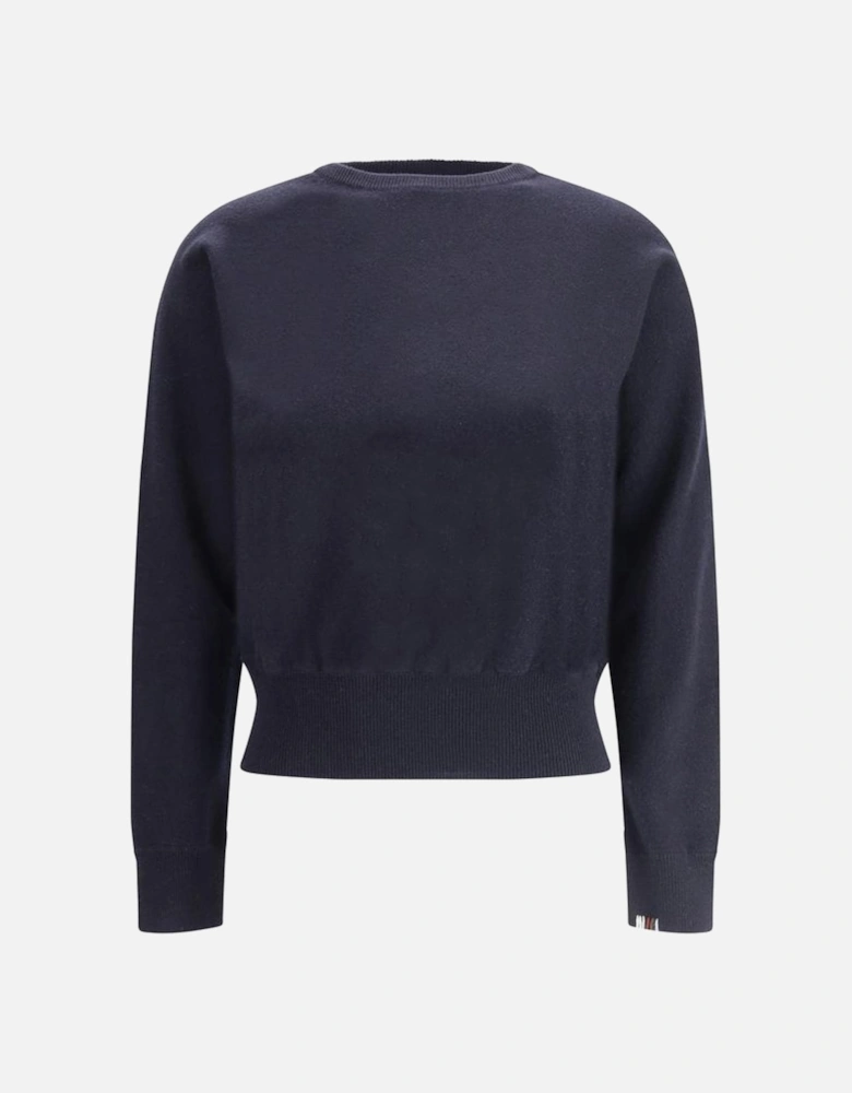 Belle Cashmere Sweater with Ribbed Crew Neck Women - Blue