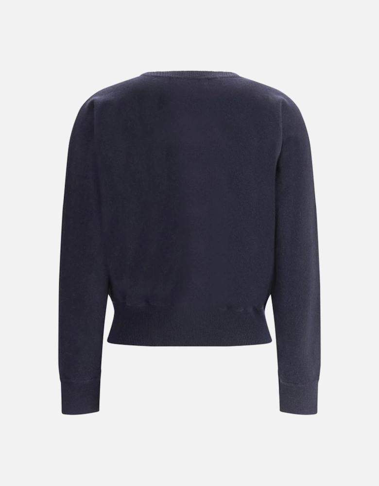 Belle Cashmere Sweater with Ribbed Crew Neck Women - Blue