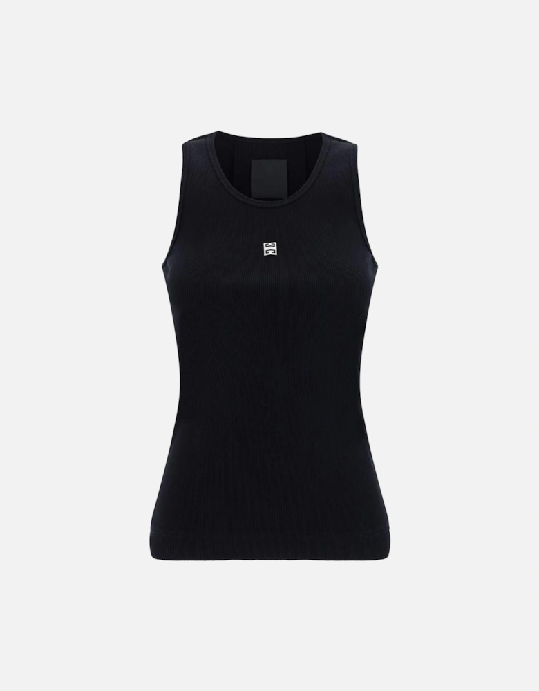 Cotton Ribbed Tank Top with 4G Logo Plaque Women - Black T-Shirts