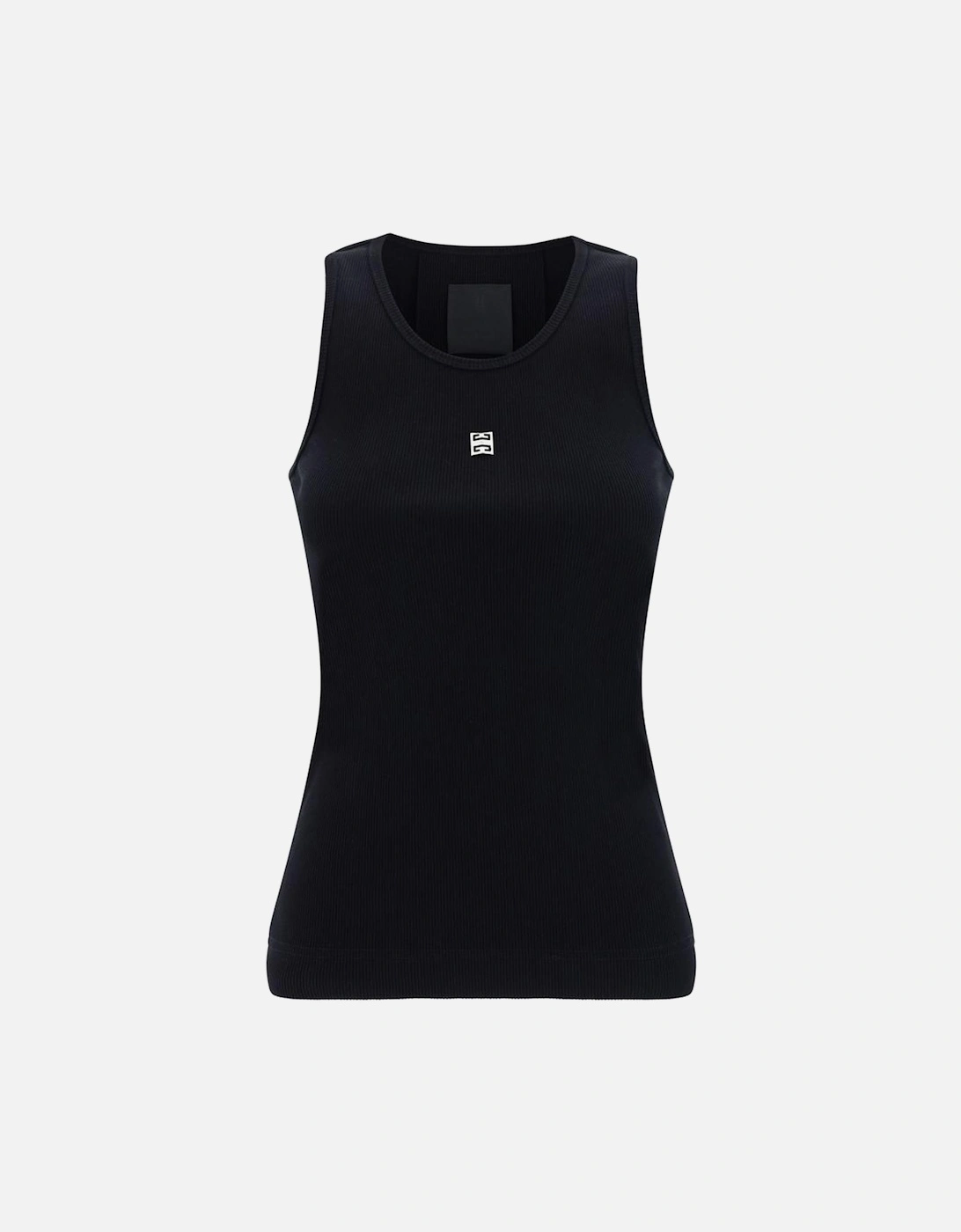 Cotton Ribbed Tank Top with 4G Logo Plaque Women - Black T-Shirts, 4 of 3