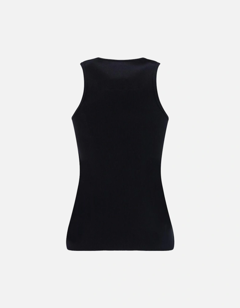Cotton Ribbed Tank Top with 4G Logo Plaque Women - Black T-Shirts