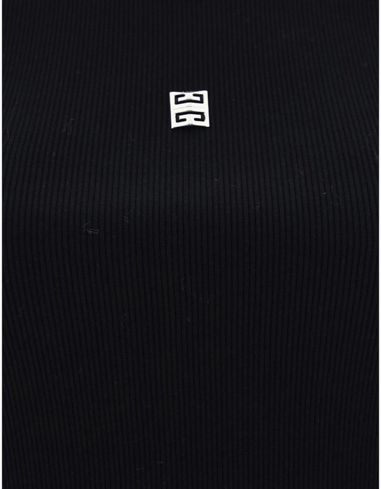 Cotton Ribbed Tank Top with 4G Logo Plaque Women - Black T-Shirts
