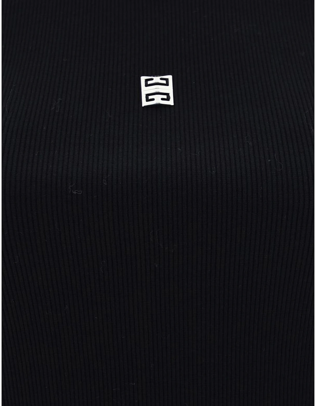 Cotton Ribbed Tank Top with 4G Logo Plaque Women - Black T-Shirts