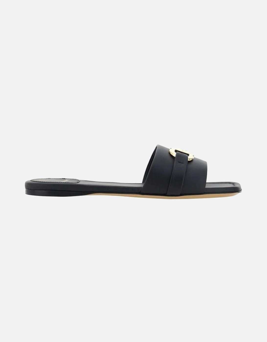 Calfskin Leah Sandals with Gancini Logo Women - Black, 5 of 4