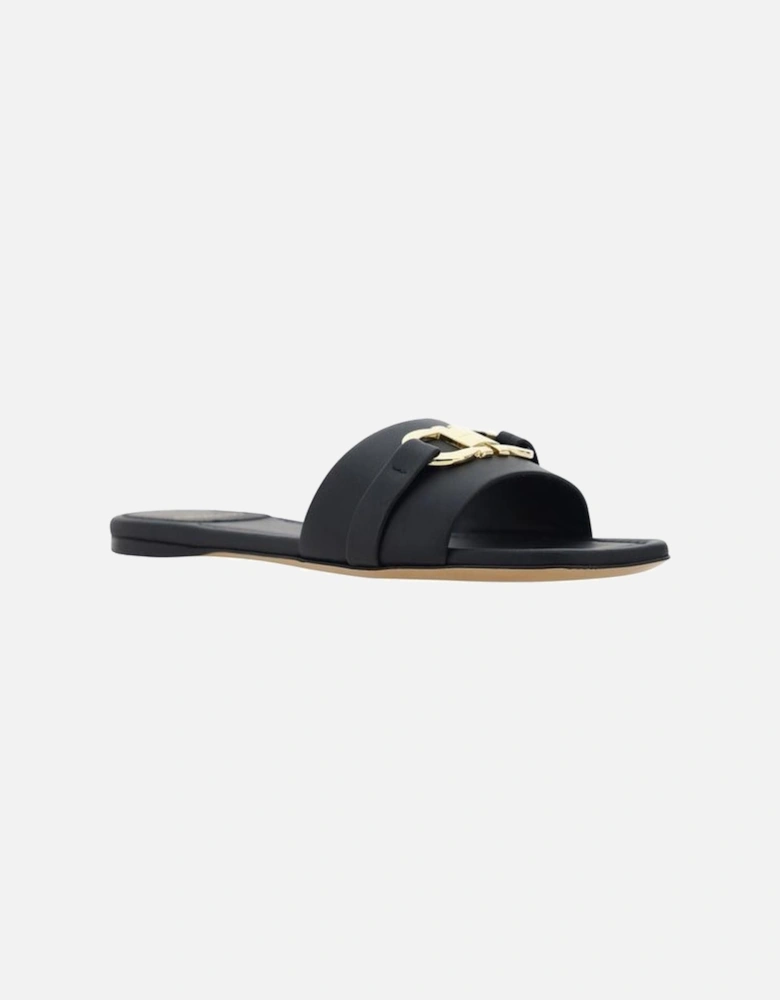 Calfskin Leah Sandals with Gancini Logo Women - Black
