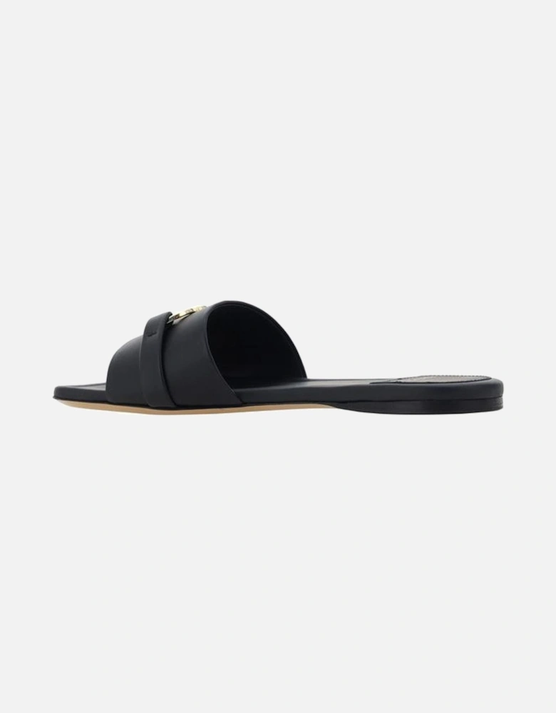 Calfskin Leah Sandals with Gancini Logo Women - Black