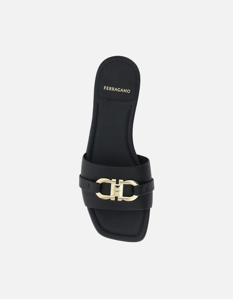 Calfskin Leah Sandals with Gancini Logo Women - Black