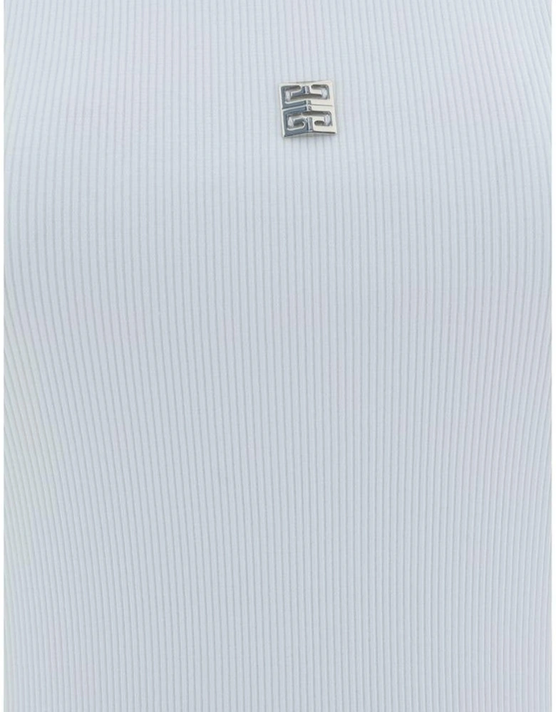Cotton Ribbed Tank Top with 4G Logo Plaque Women - White T-Shirts