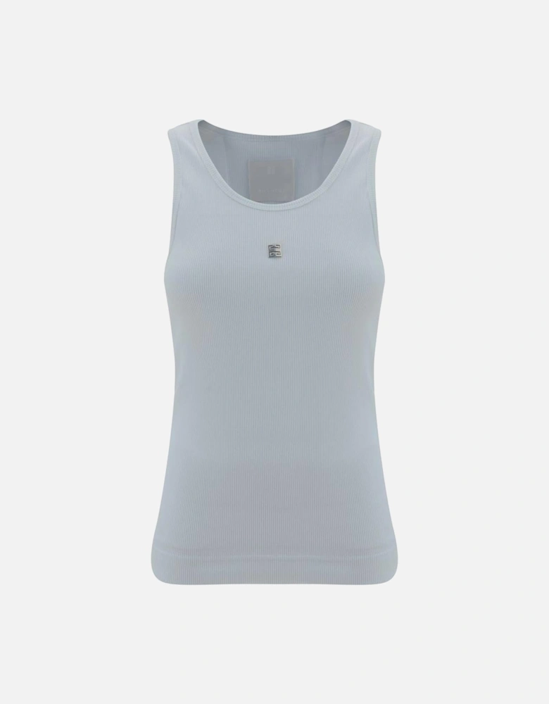 Cotton Ribbed Tank Top with 4G Logo Plaque Women - White T-Shirts