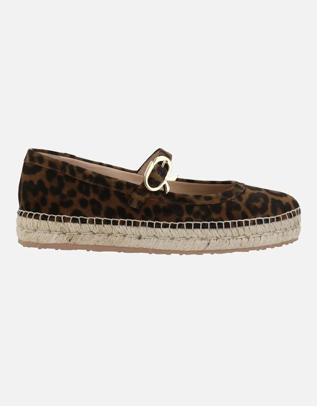 Animal Pattern Espadrilles with Ribbon Buckle Women - Brown Flats, 5 of 4