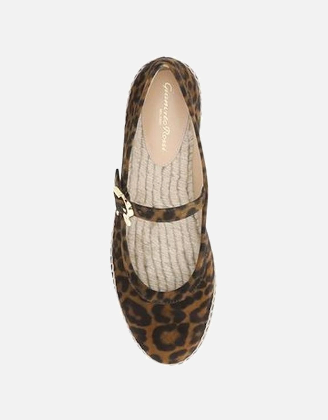 Animal Pattern Espadrilles with Ribbon Buckle Women - Brown Flats