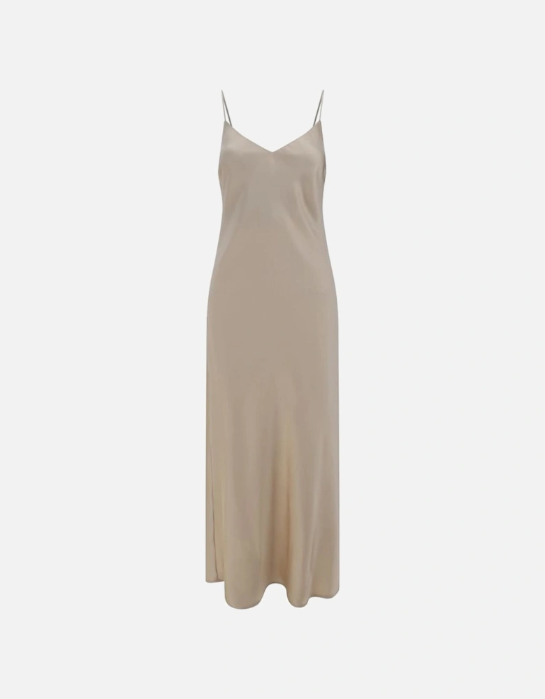 Thin Strap V-Neck Slim Dress Women - Beige Dresses