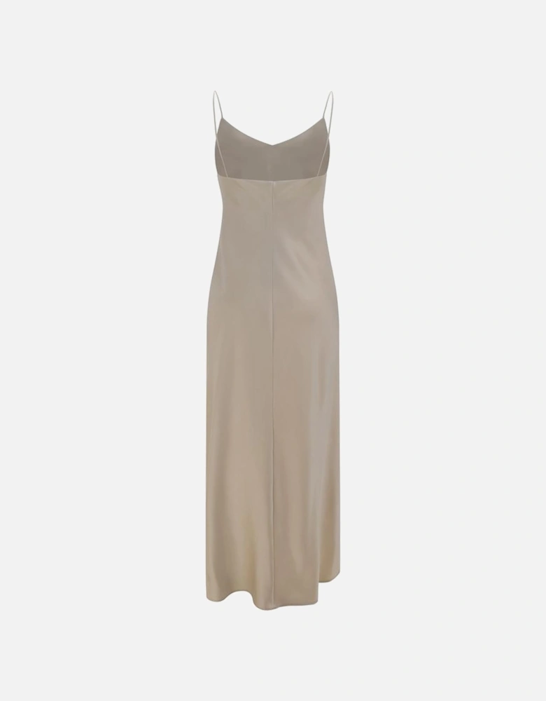 Thin Strap V-Neck Slim Dress Women - Beige Dresses