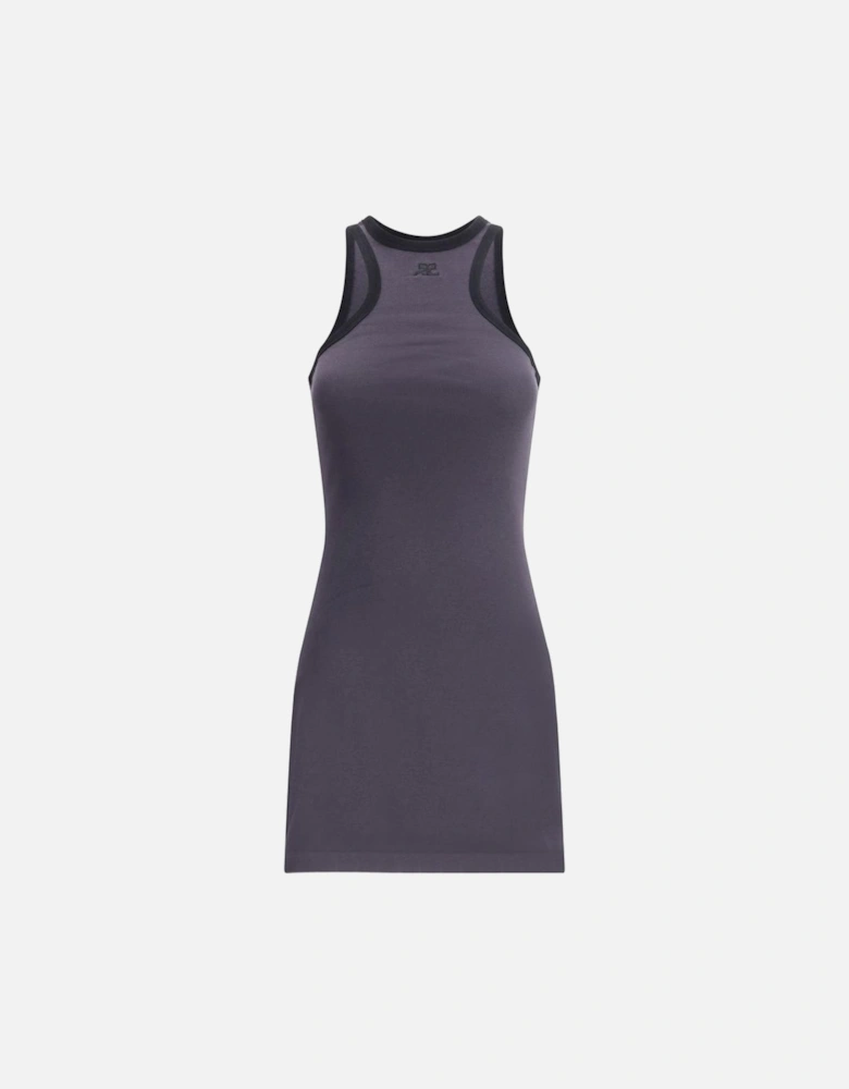 Cotton Scuba Mini Dress with Olympic Neckline Women - Blue Dresses