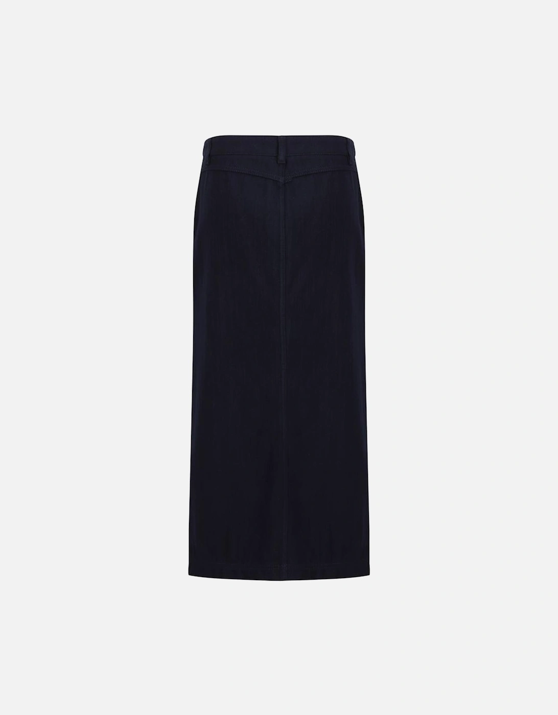 Cotton Midi Skirt with Front Slit Women - Blue
