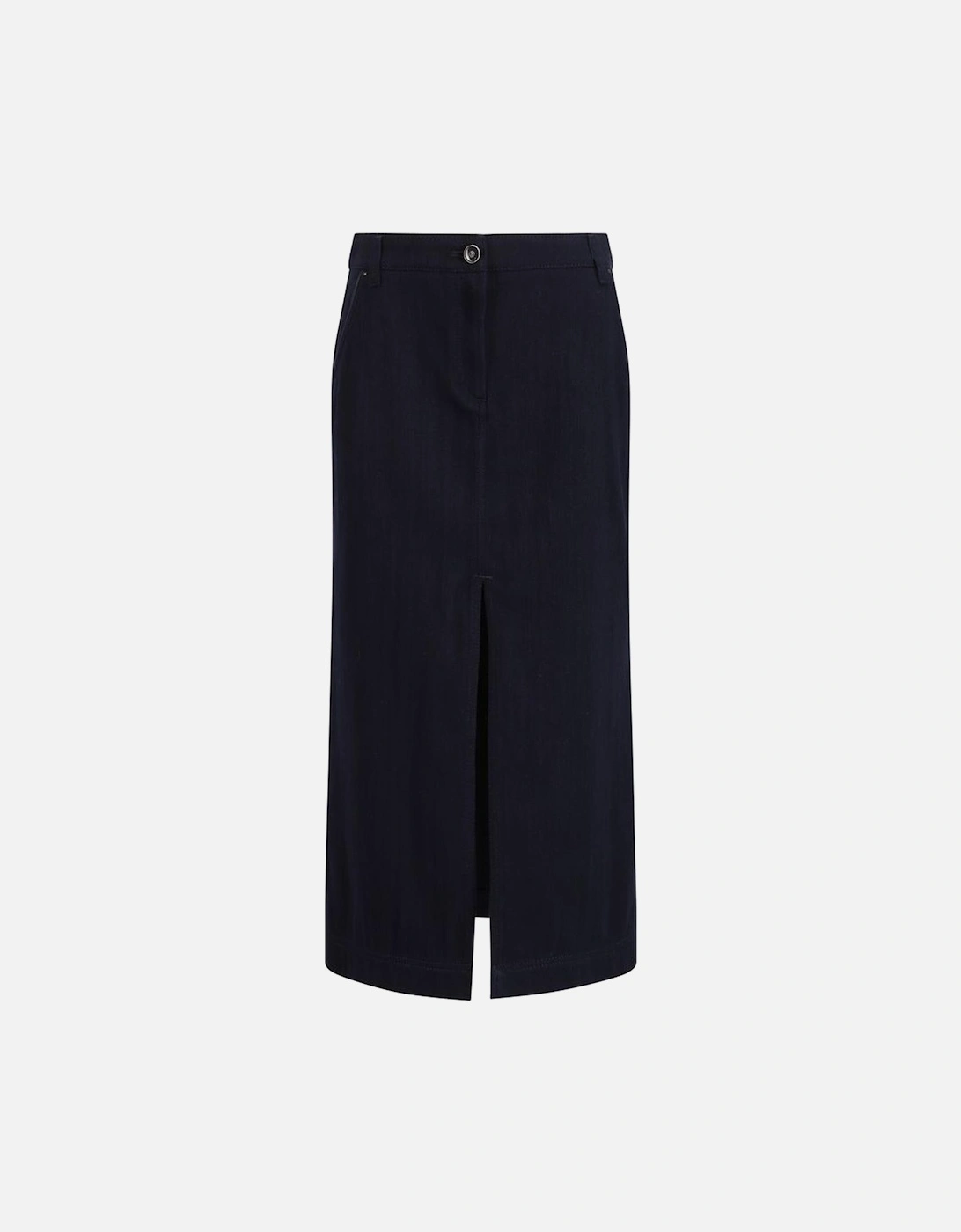 Cotton Midi Skirt with Front Slit Women - Blue, 4 of 3
