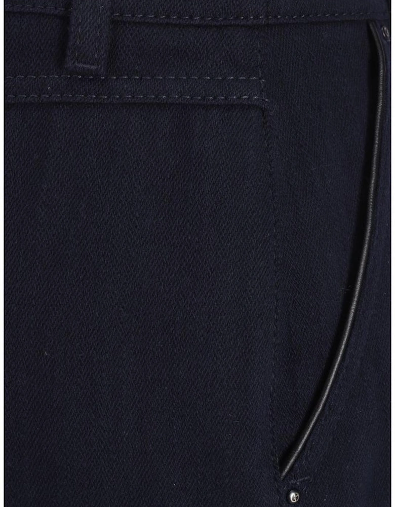 Cotton Midi Skirt with Front Slit Women - Blue