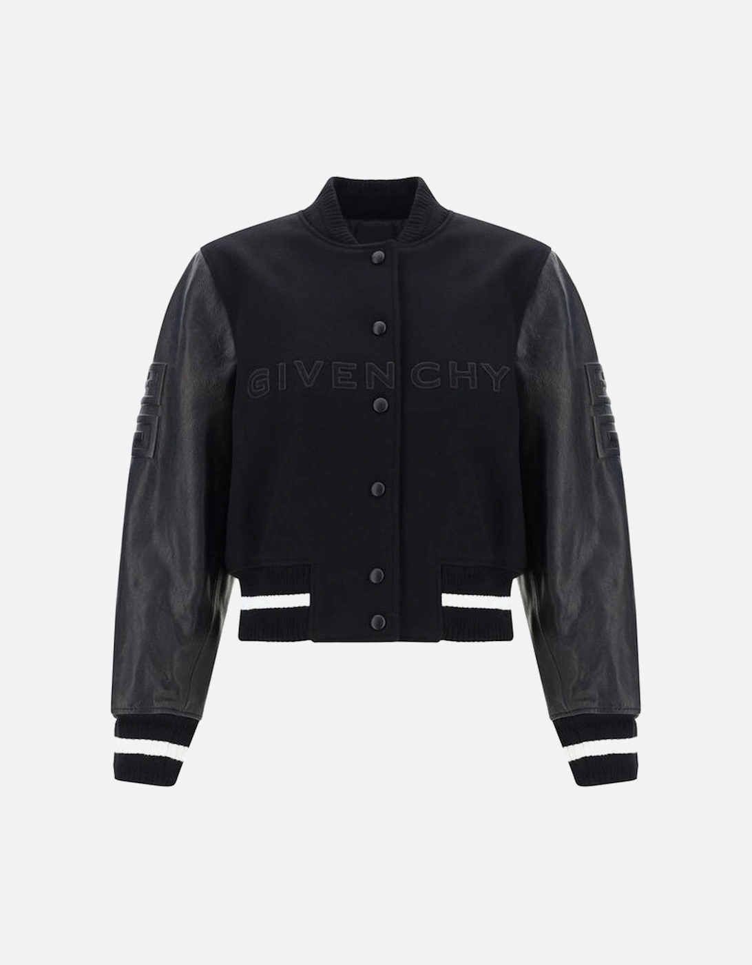 Wool College Jacket with Monogram Sleeves Women - Black Jackets, 4 of 3
