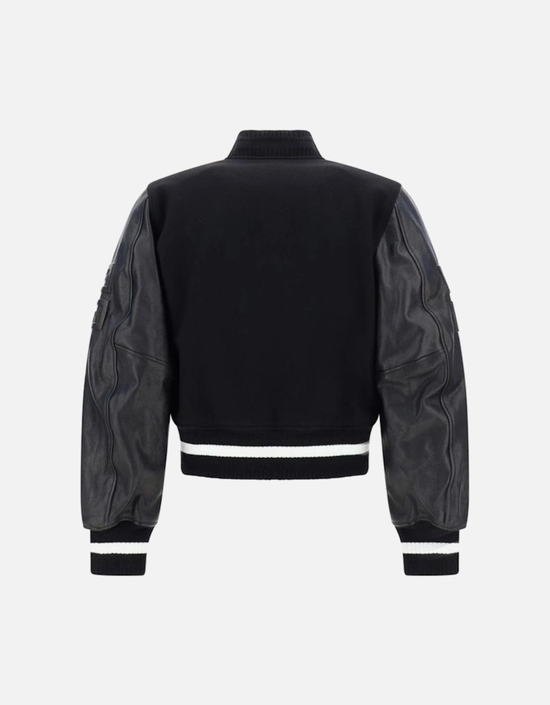 Wool College Jacket with Monogram Sleeves Women - Black Jackets