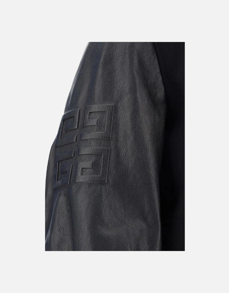 Wool College Jacket with Monogram Sleeves Women - Black Jackets