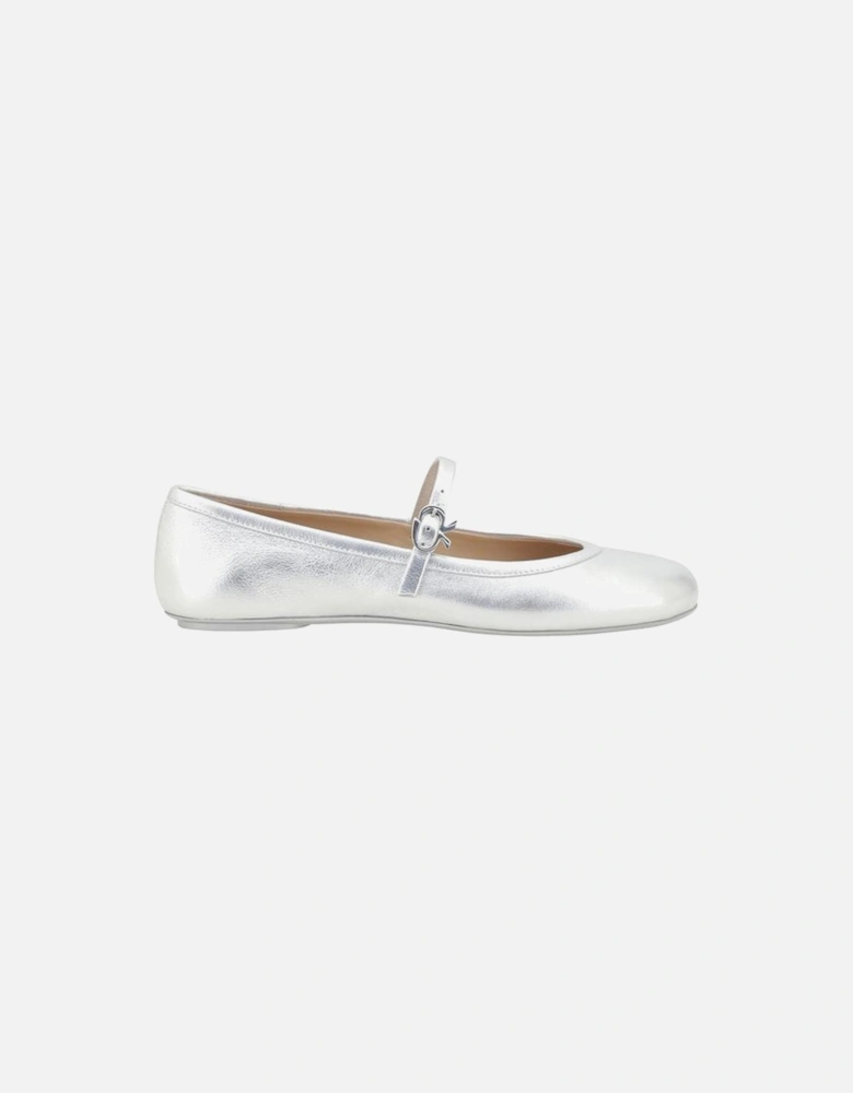 Grained Leather Carla Ballerinas with Buckle Fastening Women - Silver